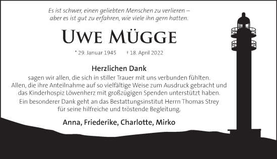 Traueranzeige von Uwe Mügge von Neue Deister-Zeitung