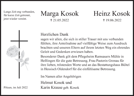 Traueranzeige von Heinz Kosok von Deister- und Weserzeitung