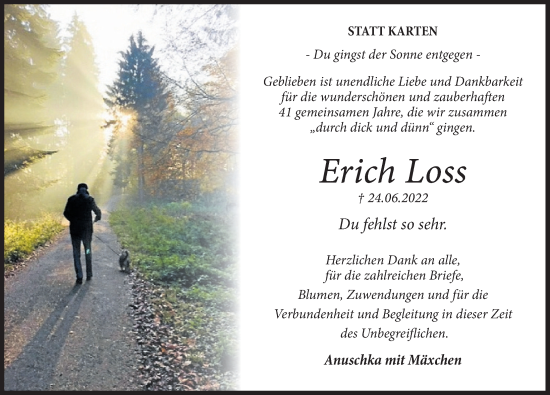 Traueranzeige von Erich Loss von Deister- und Weserzeitung