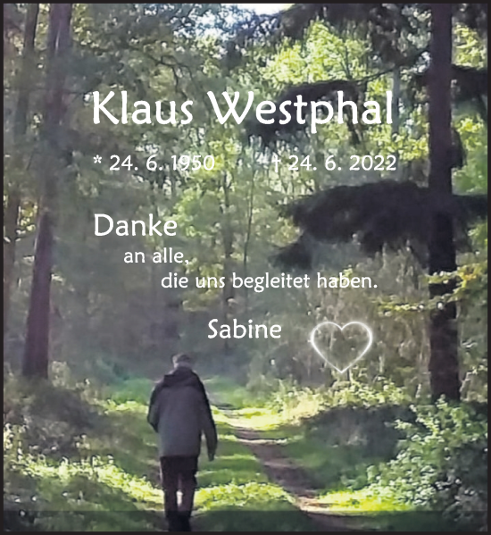 Traueranzeige von Klaus Westphal von Deister- und Weserzeitung