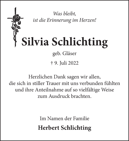 Traueranzeige von Silvia Schlichting von Neue Deister-Zeitung