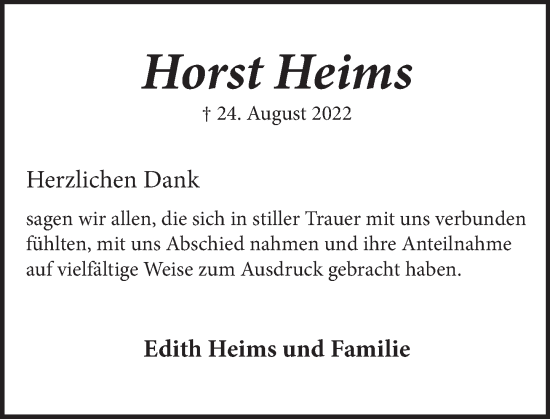 Traueranzeige von Horst Heims von Neue Deister-Zeitung