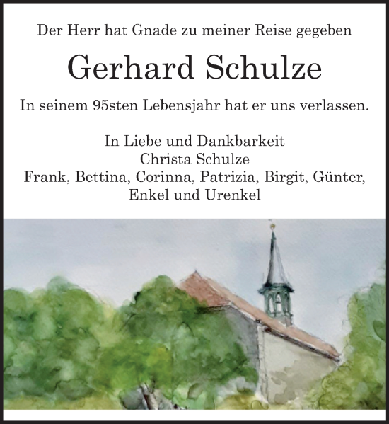 Traueranzeige von Gerhard Schulze von Neue Deister-Zeitung