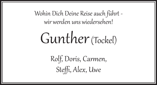 Traueranzeige von Gunther  von Deister- und Weserzeitung
