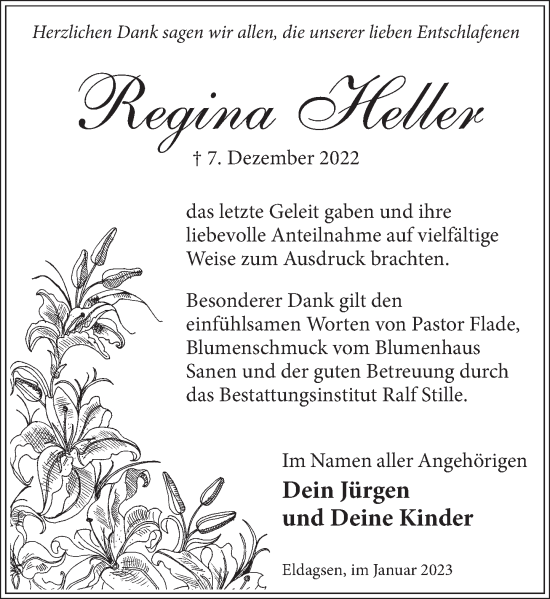 Traueranzeige von Regina Heller von Neue Deister-Zeitung