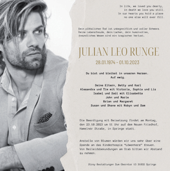 Traueranzeige von Julian Leo Runge von Neue Deister-Zeitung