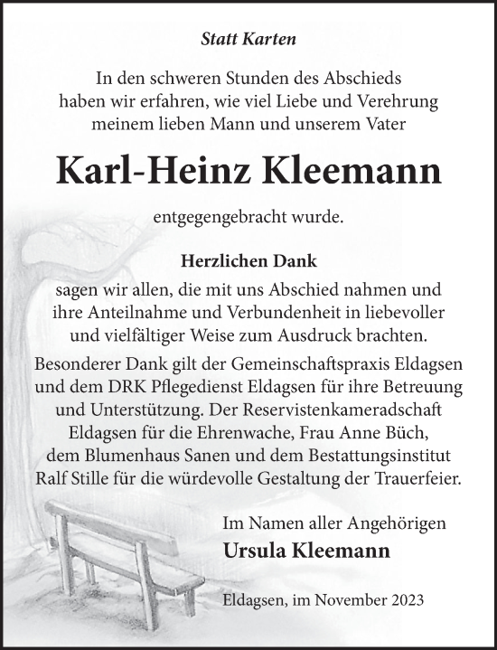 Traueranzeige von Karl-Heinz Kleemann von Neue Deister-Zeitung