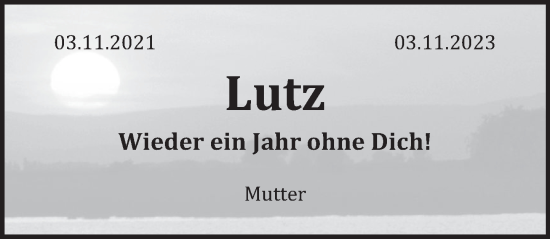 Traueranzeige von Lutz  von Deister- und Weserzeitung