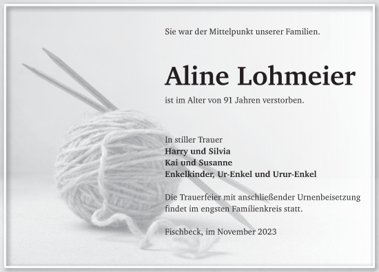 Traueranzeige von Mine Lohmeier von Deister- und Weserzeitung