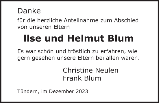 Traueranzeige von Helmut Blum von Deister- und Weserzeitung