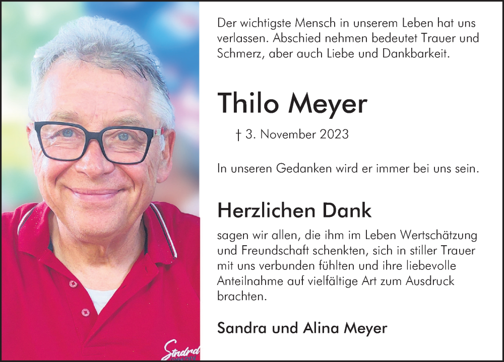  Traueranzeige für Thilo Meyer vom 16.12.2023 aus Deister- und Weserzeitung