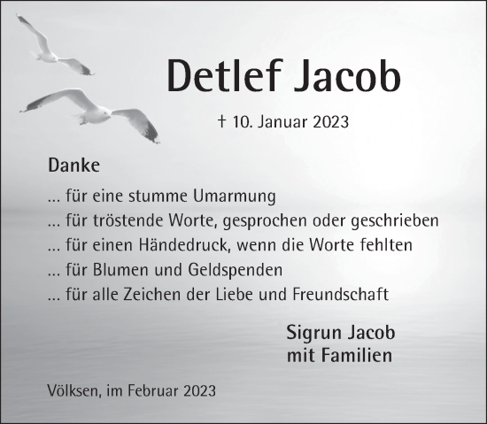 Traueranzeige von Detlef Jacob von Neue Deister-Zeitung