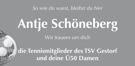 Traueranzeige von Antje Schöneberg von Neue Deister-Zeitung