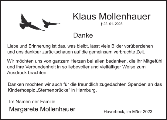Traueranzeige von Klaus Mollenhauer von Deister- und Weserzeitung