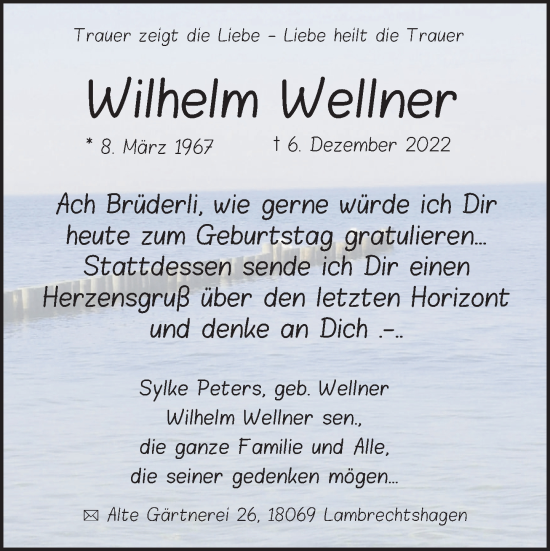 Traueranzeige von Wilhelm Wellner von Neue Deister-Zeitung