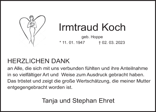 Traueranzeige von Irmtraud Koch von Deister- und Weserzeitung