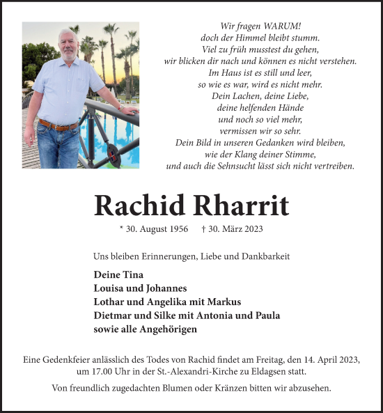 Traueranzeige von Rachid Rharrit von Neue Deister-Zeitung