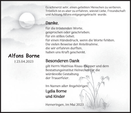 Traueranzeige von Alfons Borne von Deister- und Weserzeitung