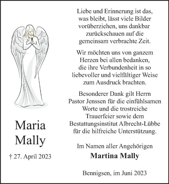 Traueranzeige von Martina Mally von Neue Deister-Zeitung