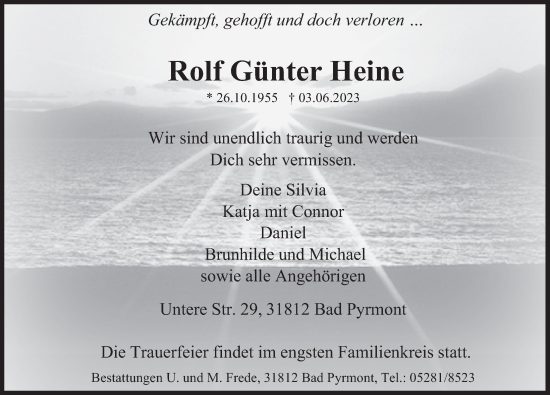 Traueranzeige von Rolf Günter Heine von Deister- und Weserzeitung