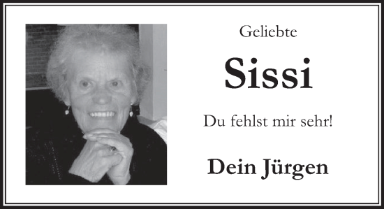 Traueranzeige von Sissi  von Deister- und Weserzeitung