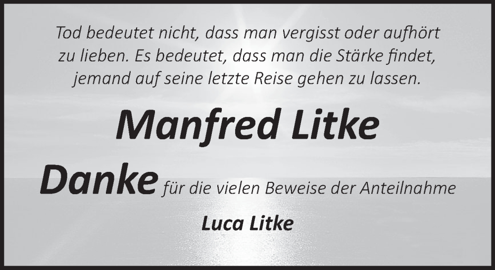  Traueranzeige für Manfred Litke vom 08.07.2023 aus Deister- und Weserzeitung