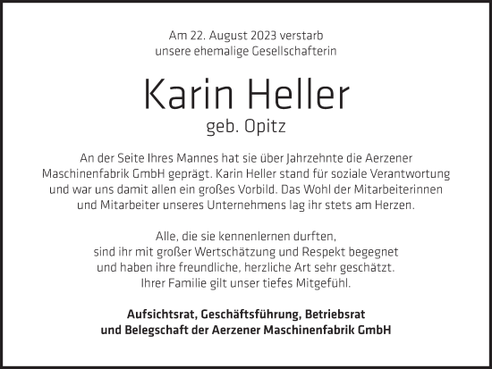 Traueranzeige von Karin Heller von Deister- und Weserzeitung