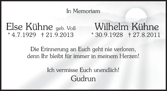 Traueranzeige von Else Kühne von Deister- und Weserzeitung