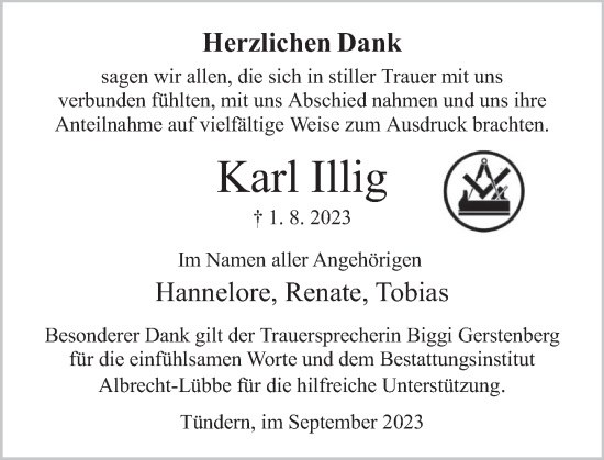 Traueranzeige von Karl Illig von Deister- und Weserzeitung