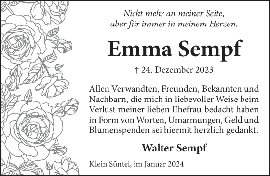 Traueranzeige von Emma Sempf von Neue Deister-Zeitung