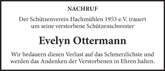 Traueranzeige von Evelyn Ottermann von Neue Deister-Zeitung