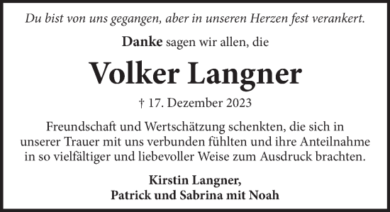 Traueranzeige von Volker Langner von Neue Deister-Zeitung