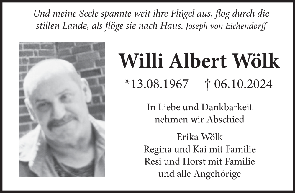  Traueranzeige für Willi  Wölk vom 12.10.2024 aus Deister- und Weserzeitung