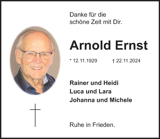 Traueranzeige von Arnold Ernst von Neue Deister-Zeitung