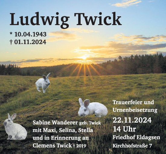 Traueranzeige von Ludwig Twick von Neue Deister-Zeitung