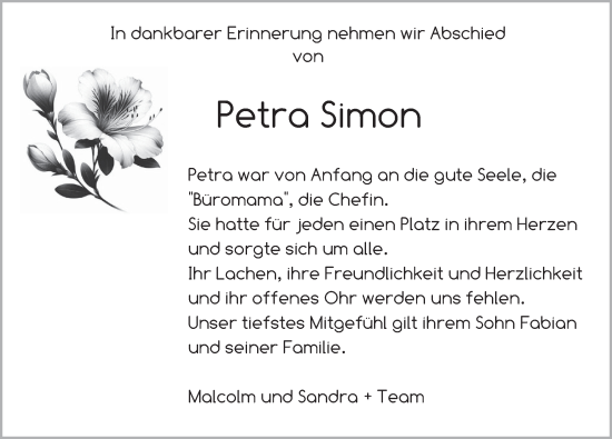 Traueranzeige von Petra Simon von Deister- und Weserzeitung