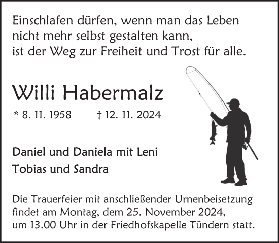 Traueranzeige von Willi Habermalz von Deister- und Weserzeitung