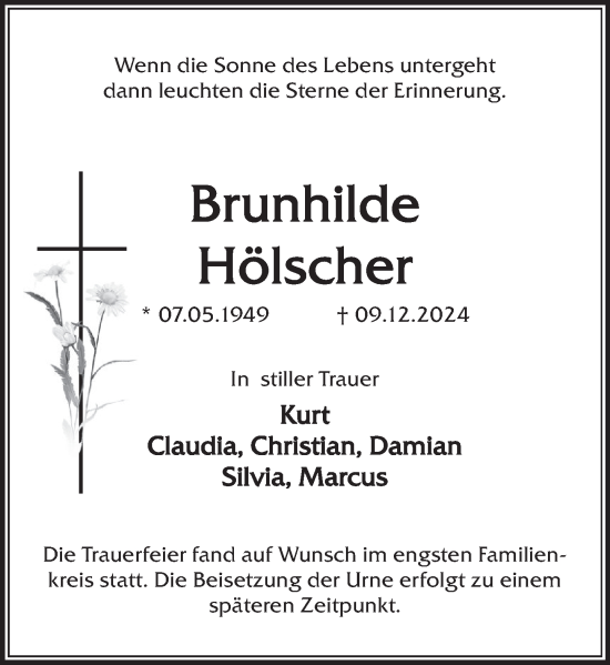 Traueranzeige von Brunhilde Hölscher von Deister- und Weserzeitung