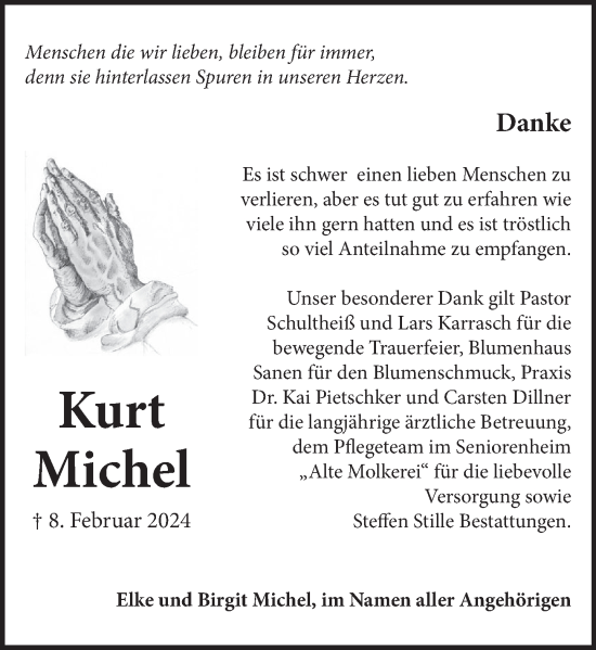 Traueranzeige von Kurt Michel von Neue Deister-Zeitung