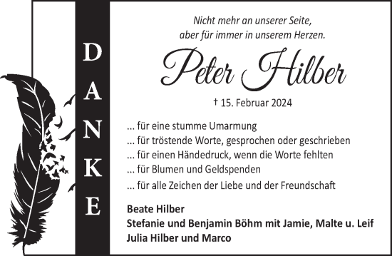 Traueranzeige von Peter Hilber von Neue Deister-Zeitung