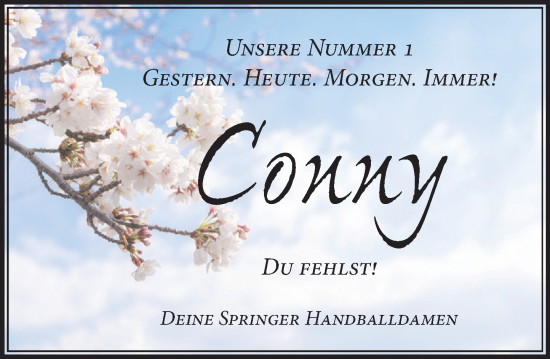 Traueranzeige von Conny  von Neue Deister-Zeitung