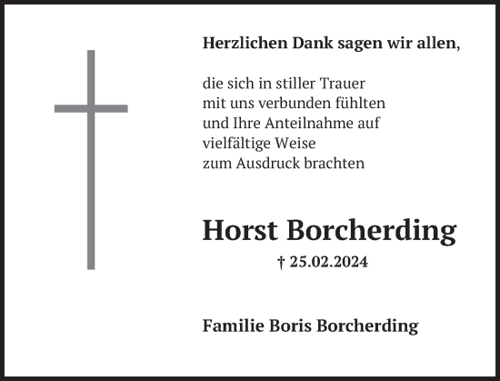 Traueranzeige von Horst Borcherding von Deister- und Weserzeitung