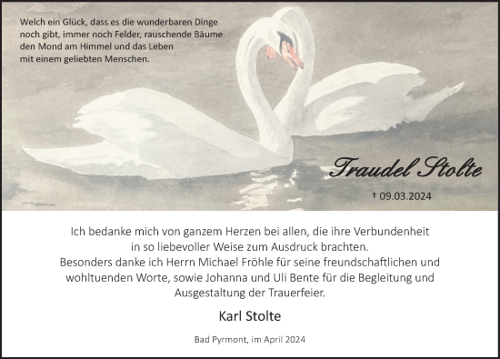 Traueranzeige von Karl Stolte von Deister- und Weserzeitung