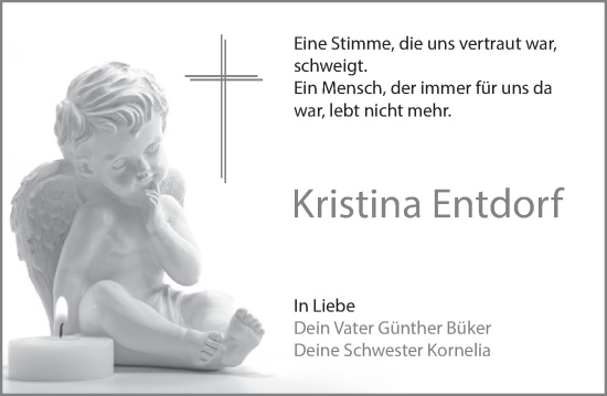 Traueranzeige von Kristina Entdorf von Deister- und Weserzeitung