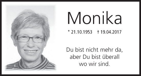 Traueranzeige von Monika  von Deister- und Weserzeitung