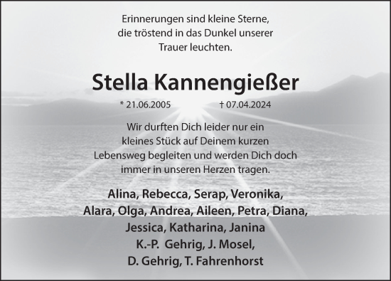 Traueranzeige von Stella Kannengießer von Deister- und Weserzeitung