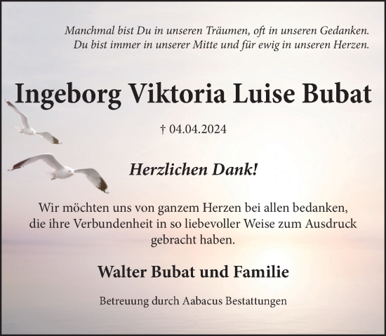 Traueranzeige von Ingeborg Viktoria Luise Bubat von Neue Deister-Zeitung