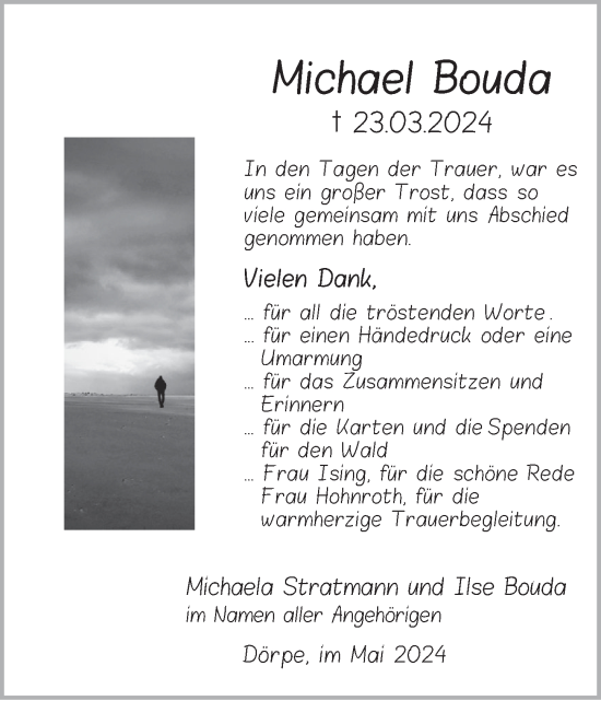 Traueranzeige von Michael Bouda von Deister- und Weserzeitung