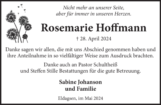Traueranzeige von Rosemarie Hoffmann von Neue Deister-Zeitung