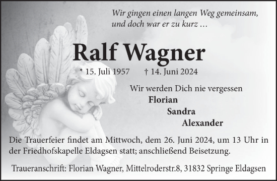 Traueranzeige von Ralf Wagner von Neue Deister-Zeitung